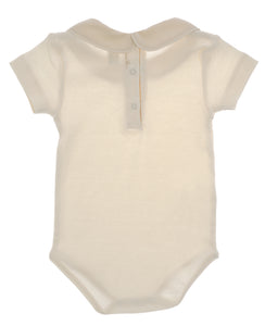 Body NaturaPura/ Bodysuit with cross stitch collar - HOPLA' PARMA Baby Collections