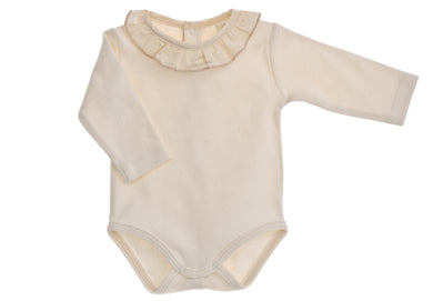 Body bimba NaturaPura /  Long sleeved bodysuit with ruffled collar - HOPLA' PARMA Baby Collections