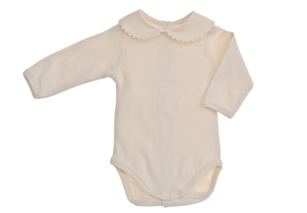 Body NaturaPura/ Long sleeved bodysuit with ruffled collar - HOPLA' PARMA Baby Collections
