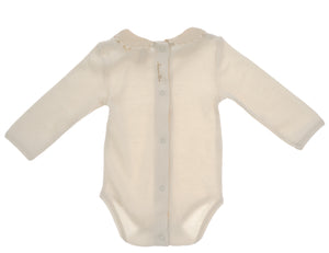 Body NaturaPura/ Long sleeved bodysuit with ruffled collar - HOPLA' PARMA Baby Collections