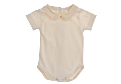 Body NaturaPura/ Bodysuit with cross stitch collar - HOPLA' PARMA Baby Collections