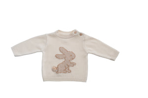 Golfino NaturaPura/ Knitted sweat with rabbit in contrasting colour - HOPLA' PARMA Baby Collections