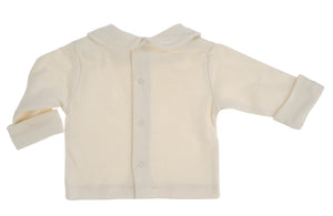 Completino nascita NaturaPura/Two piece Round collar shirt and  Footsie pants with crochet teddy - HOPLA' PARMA Baby Collections