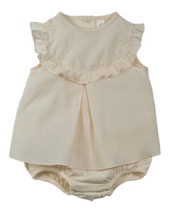 Pagliaccetto NaturaPura/Voile and plumetis rompers - HOPLA' PARMA Baby Collections