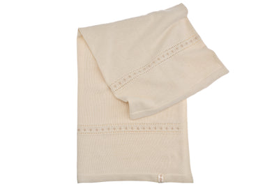 Copertina  cotone NaturaPura / Knitted throw with beige edging - HOPLA' PARMA Baby Collections